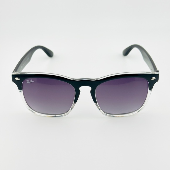 Ray-Ban Steve Sunglasses RB4487 Polished Black on Transparent Frame Gray Lenses! - Picture 7 of 14